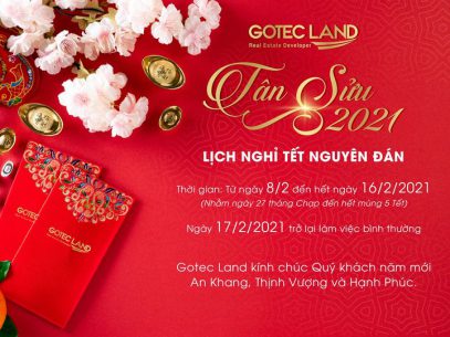 GOTEC LAND THÔNG BÁO LỊCH NGHỈ TẾT NGUYÊN ĐÁN 2021
